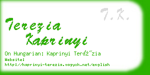 terezia kaprinyi business card